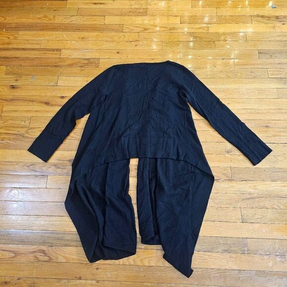 Garnet Hill Open Front Cardigan Sweater Jacket Wool Silk Cashmere Black Size S - Picture 6 of 7